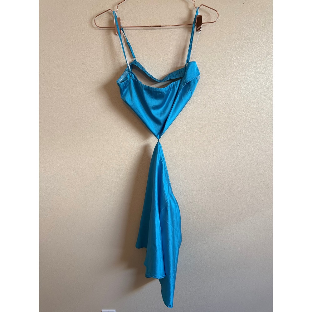 Princess Polly Mini Dress Women 12 Blue Cutout Satin Party Clubwear Strappy - Picture 3 of 7